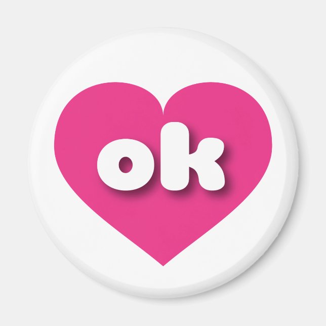 Íman Coração rosa-quente de Oklahoma - Eu amo ok (Frente)