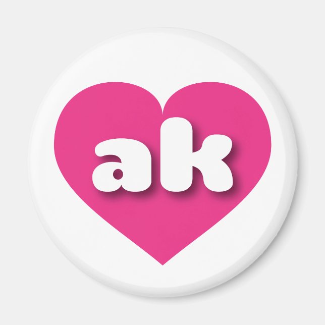 Íman Coração rosa-quente do Alasca - Eu amo ak (Frente)