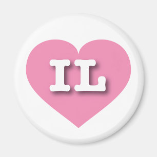 Íman Coração Rosa Sólido de Illinois - Grande Amor