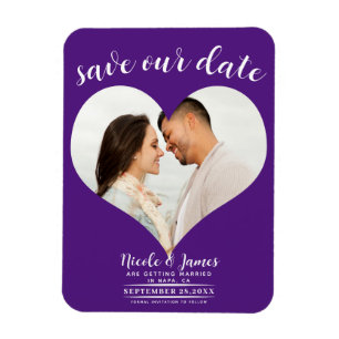 Íman Coração Roxo Real Fotografia de Casamento Salve a 
