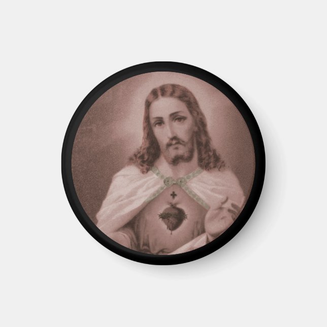 Íman Coração Sagrado com Cruz (Frente)