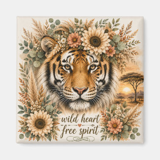 Íman Coração Selvagem Espírito Livre Arte Floral Boho T