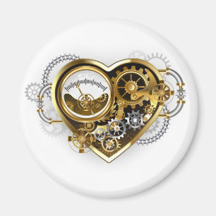 Íman Coração Steampunk com Manômetro