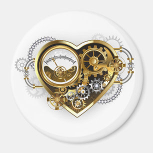 Íman Coração Steampunk com Manômetro