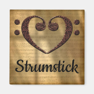 Íman Coração Strumstick do Clef de contrabaixo