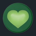 Íman Coração Verde<br><div class="desc">Este ímã apresenta um coração em forma verde com um centro lavado em branco sobre um fundo verde escuro. Clique em "Personalizar" para redimensionar/reposicionar a imagem do coração verde-primavera, alterar a cor de fundo e/ou adicionar texto. Um imã personalizado é um noivado, casamento, aniversário ou favor de um dia de...</div>