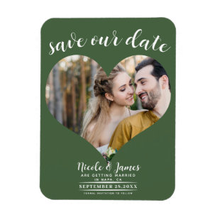 Íman Coração Verde Foto Casamento Save the Date