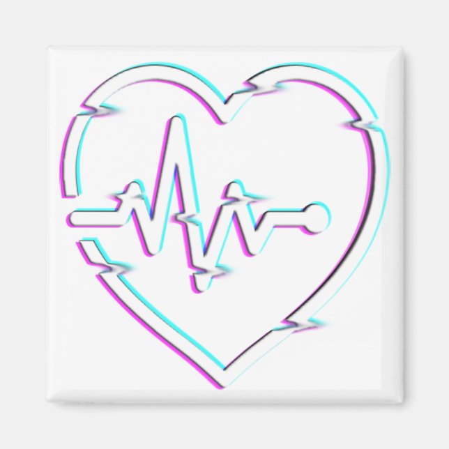 Íman Coração Verificar Magneta Quadrada (Frente)