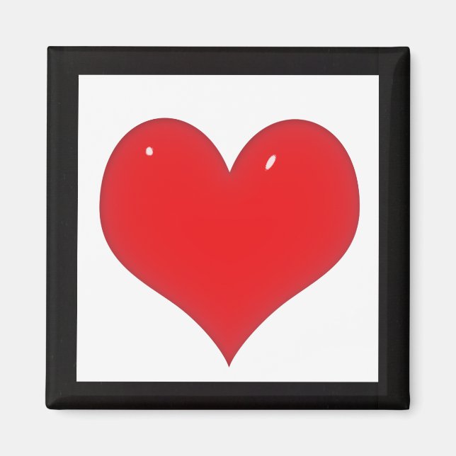 Íman Coração Vermelho Brilhante (Adicionar Seu Texto) (Frente)