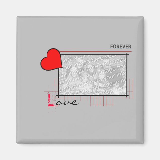 Íman Coração Vermelho Foto Amor Eterno (Frente)