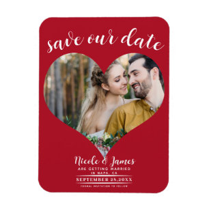 Íman Coração Vermelho Foto Casamento Salve a Data