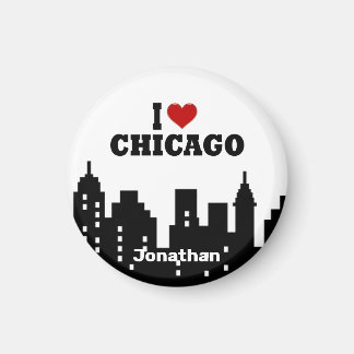 Íman Coração Vermelho Personalizado I Love Chicago