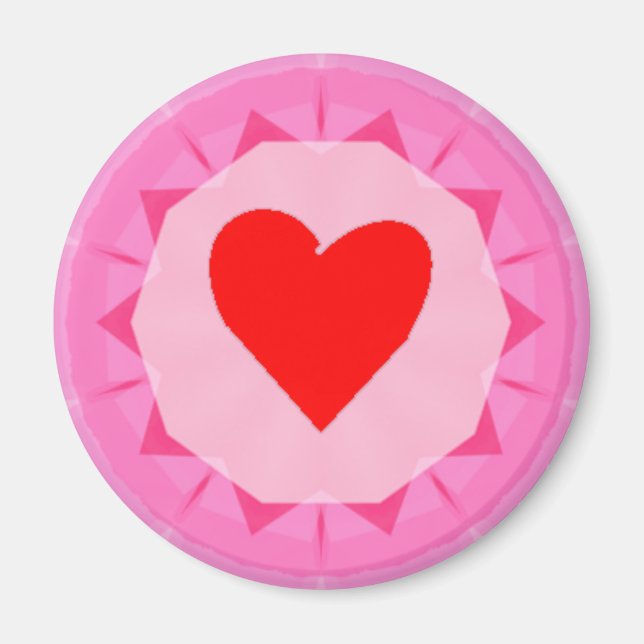Íman coração vermelho rosa (Frente)