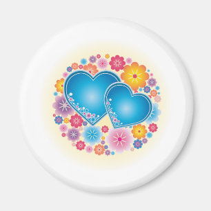 Íman Corações Azuis Floral