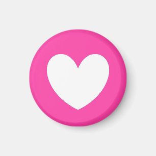 Íman Corações brancos de polca em rosa fuchsia