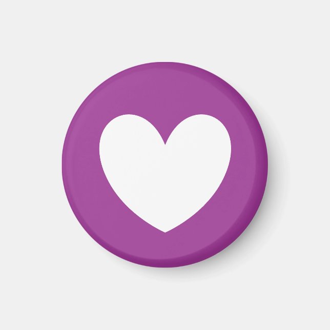 Íman Corações brancos de polca em roxo (Frente)