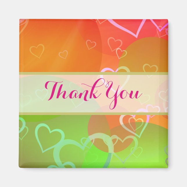 Íman Corações Coloridos e Balões - Obrigado (Frente)