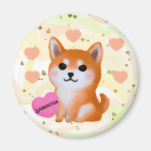 Íman Corações Cute Shiba Inu Para O Cão Lover