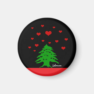 Íman Corações da bandeira libanesa e libanesa moda / Am