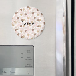 Íman Corações de Amor Rosa Creme Marrom