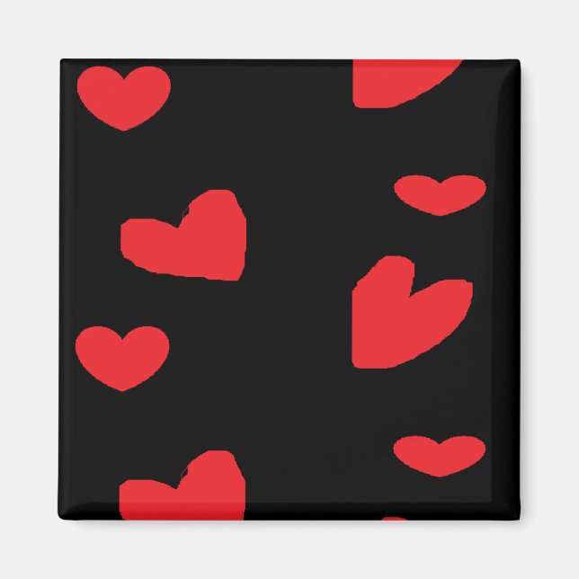 Íman Corações de amor vermelho em preto (Frente)