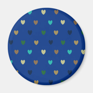 Íman Corações de bolinhas em tons azul pavão