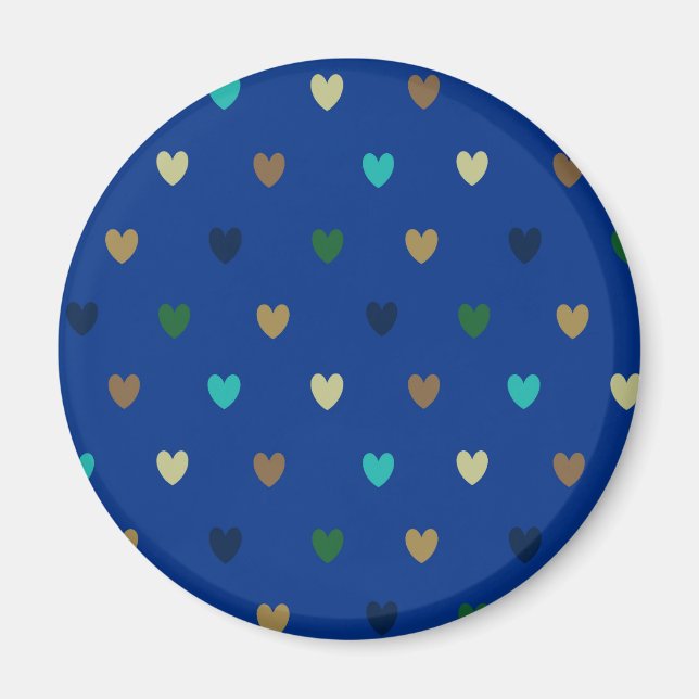Íman Corações de bolinhas em tons azul pavão (Frente)