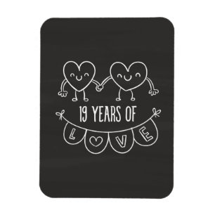 Íman Corações de Gift Chalk no 19.º aniversário
