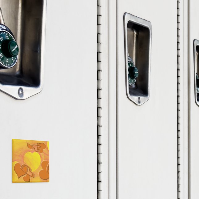 Íman Corações de Laranja Sólido e Holocolor sobre Amare (In Situ (Locker))