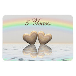 Íman Corações de Madeira do 5 Aniversário