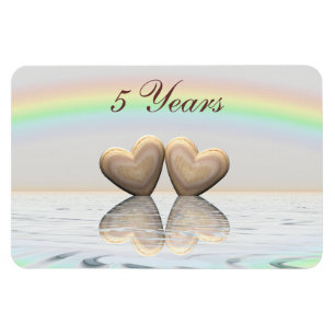 Íman Corações de Madeira do 5 Aniversário