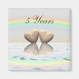 Íman Corações de Madeira do 5 Aniversário