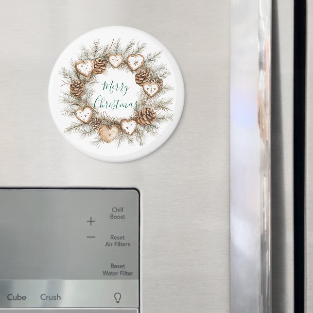 Íman Corações de Pão de Mel Coroa de Pinhas Natal (In Situ (Fridge))