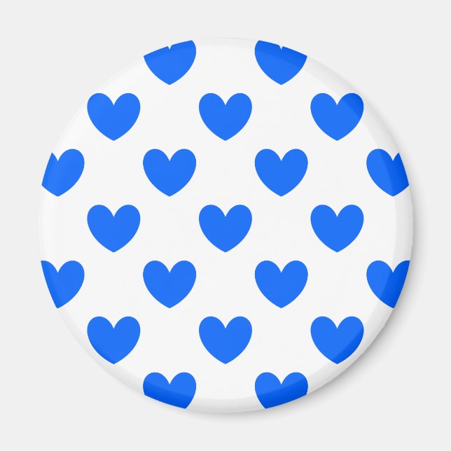 Íman Corações de polca azul em branco (Frente)