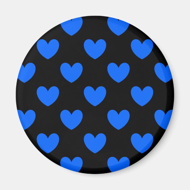 Íman Corações de polca azul em preto (Frente)