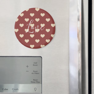 Íman Corações de Purpurina Creme Vermelho Dourado Dia d