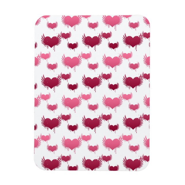 Íman Corações Fofos Vermelhos e Rosados com Asas (Vertical)