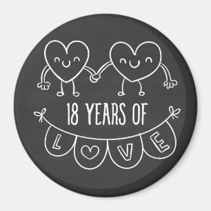 Íman Corações Gift Chalk do 18º aniversário