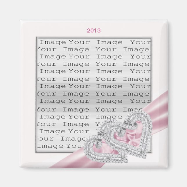 Íman Corações Personalizados Magneta de Fita Rosa Paste (Frente)