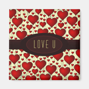 Íman Corações Românticos Vermelhos Brilhantes