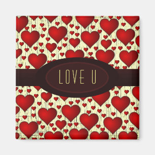 Íman Corações Românticos Vermelhos Brilhantes Padrã