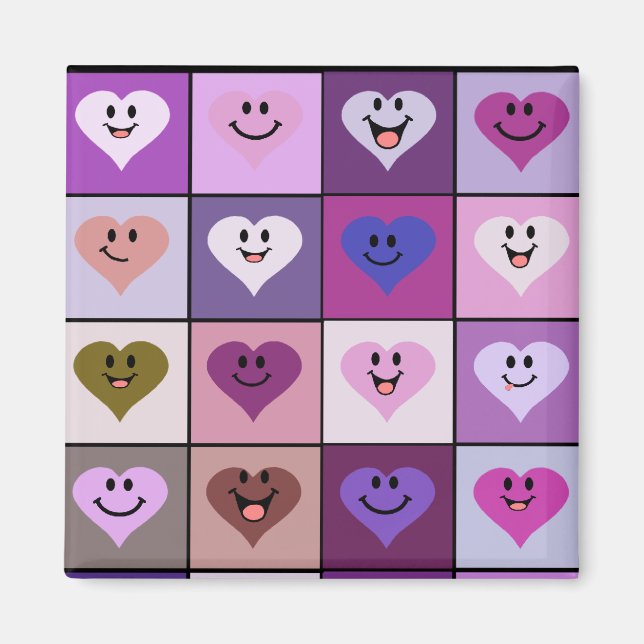 Íman Corações Rosa e Roxo (Frente)