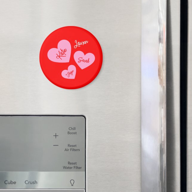 Íman Corações Rosa Personalizados da Mãe Vermelha (In Situ (Fridge))