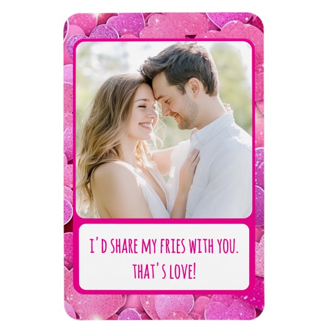 Íman Corações Rosa Púrpura Compartilham Minha Foto Flex (Vertical)