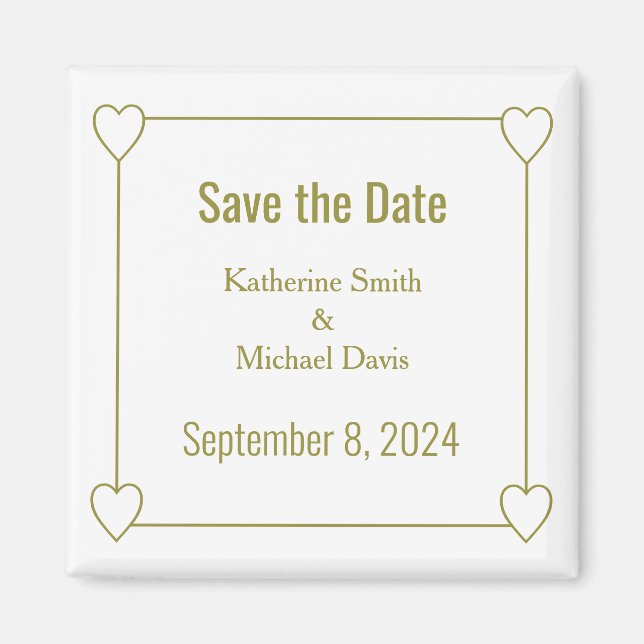 Íman Corações Simples e Românticos Salvem a Data Casame (Frente)