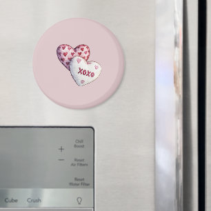 Íman Corações Vermelhos Rosados XOXO