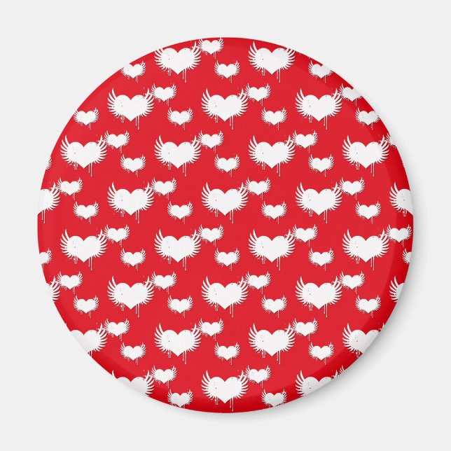Íman Corações Voadores Padrão de São Valentim Vermelho  (Frente)