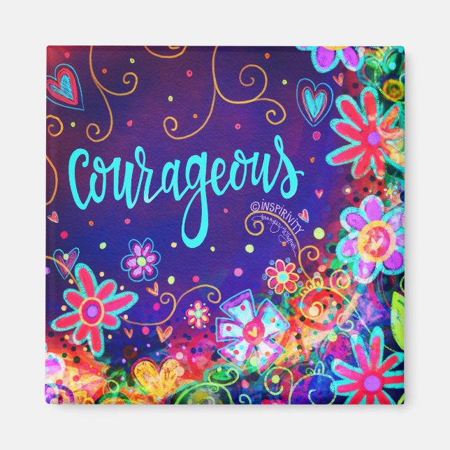 Íman Corajosa Bonito Inspiração Floral Roxo (Frente)