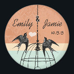 Íman Coral & Aqua Bird Cage Nave Nave Magnet ou Persona<br><div class="desc">Mais Casamentos de Gaiolas de Pássaros</div>