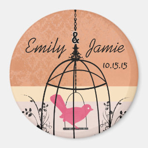Íman Coral Bird Cage Wedding Magnets ou Personalize